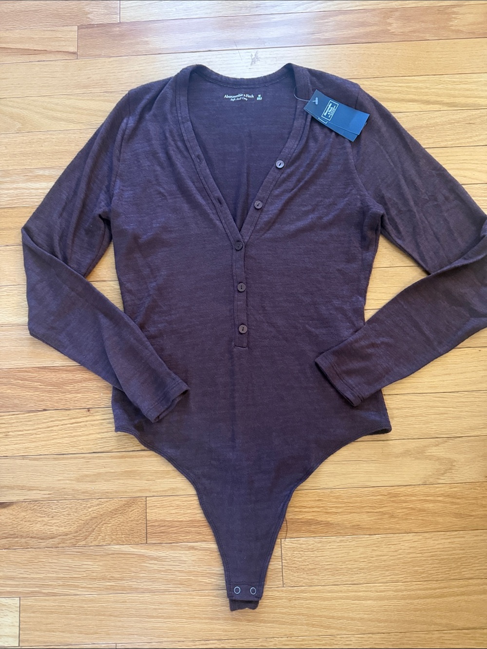 Abercrombie & Fitch Brown Henley Knit Bodysuit